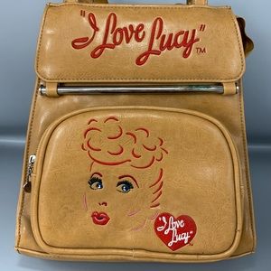 I Love Lucy Embroidered Patent Leather Mini Backpack Shoulder Bag